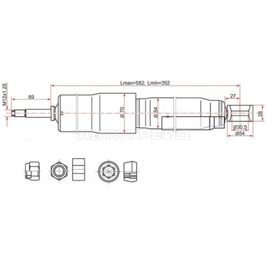 Амортизатор задний TOYOTA LAND CRUISER 80/105/MMC DELICA 94-06 (w/o ECS) лев=RH SAT