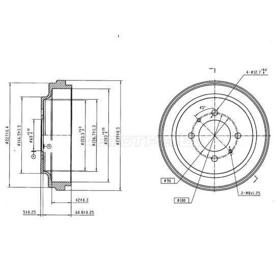 Барабан тормозной NISSAN BLUEBIRD SYLPHY 05-12/CUBE 08-/TIIDA 04-12/WINGROAD 05- SAT