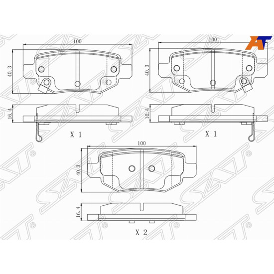 Колодки тормозные задние CHERY TIGGO T11 05-14/TIGGO 4 17-/ TIGGO 7 16-/LIFAN X60 11- SAT