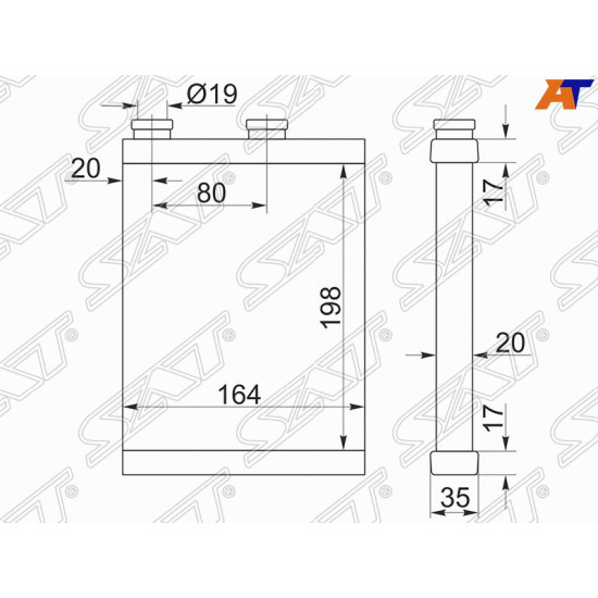 Радиатор отопителя салона NISSAN X-TRAIL T30 00-07/MITSUBISHI OUTLANDER 00-06 USA/LANCER CS 03-07 SAT