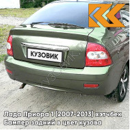 Бампер задний в цвет кузова Лада Приора 1 (2007-2013) хэтчбек 312 - Зелёный чай - Зелёный