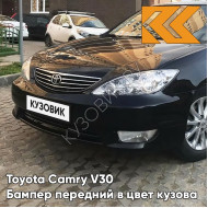 Бампер передний в цвет кузова Toyota Camry V30 (2004-2006) рестайлинг 202 - BLACK - Чёрный